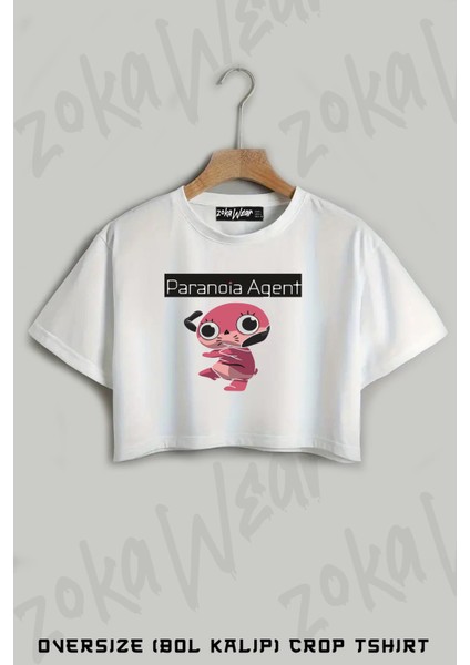 Paranoia Agent Baskılı Oversize Crop T-Shirt