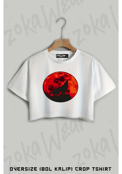 Kurt Dolunay Baskılı Oversize Crop T-Shirt
