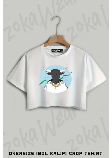 Bitcoin Altcoin Kripto Ekonomi Baskılı Oversize Crop T-Shirt
