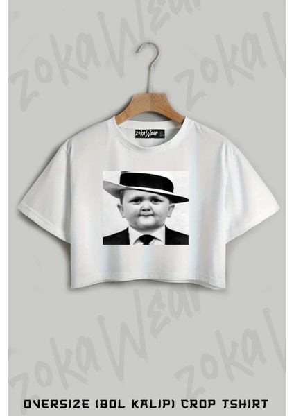 Hasbulla Baskılı Oversize Crop T-Shirt