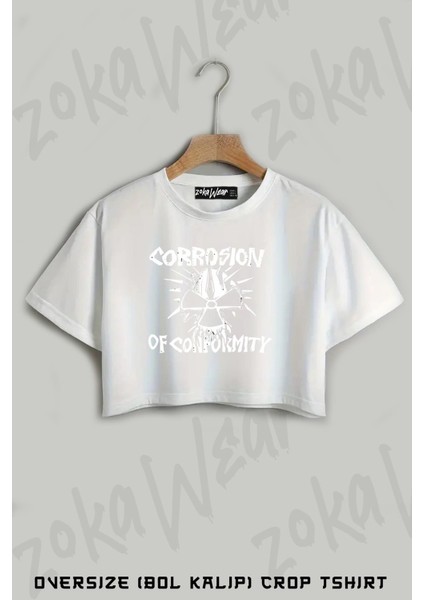 Corrosion Of Conformity Baskılı Oversize Crop T-Shirt