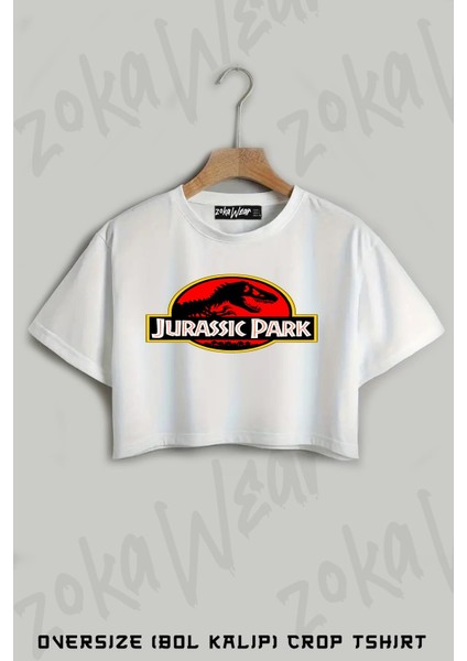 Jurassic Park Baskılı Oversize Crop T-Shirt