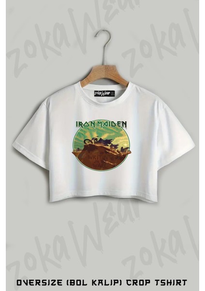 Iron Maiden Baskılı Oversize Crop T-Shirt