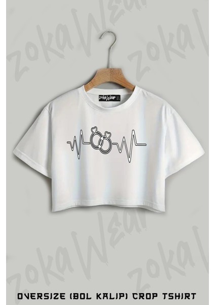 Yeni Evli Nişanlı Baskılı Oversize Crop T-Shirt