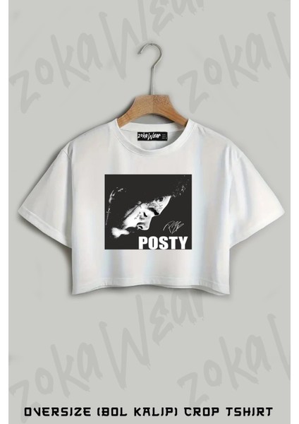 Stay Away Post Malone Baskılı Oversize Crop T-Shirt
