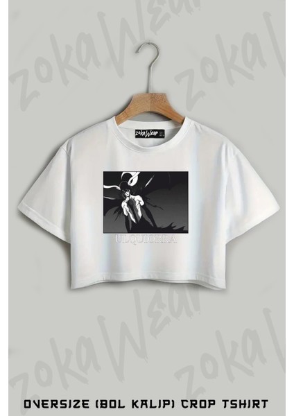 Ulquiorra Bleach Baskılı Oversize Crop T-Shirt