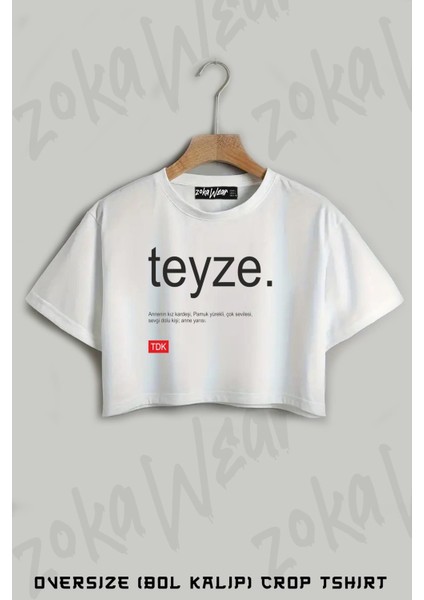 Teyze Tdk Organik Baskılı Oversize Crop T-Shirt