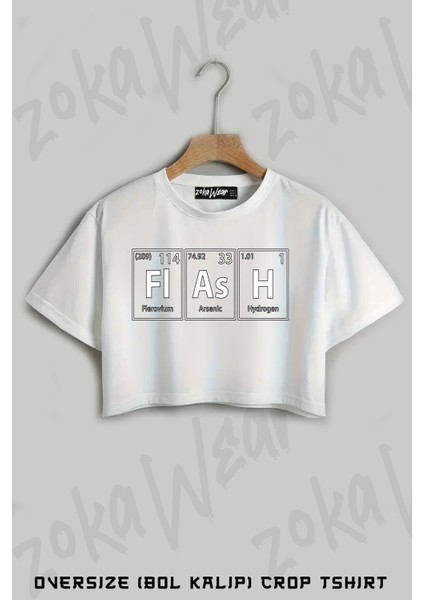 The Flash Baskılı Oversize Crop T-Shirt