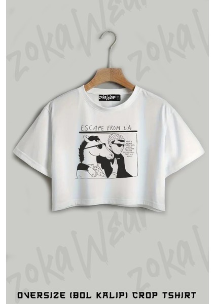 Escape From La Bojack Horseman Baskılı Oversize Crop T-Shirt