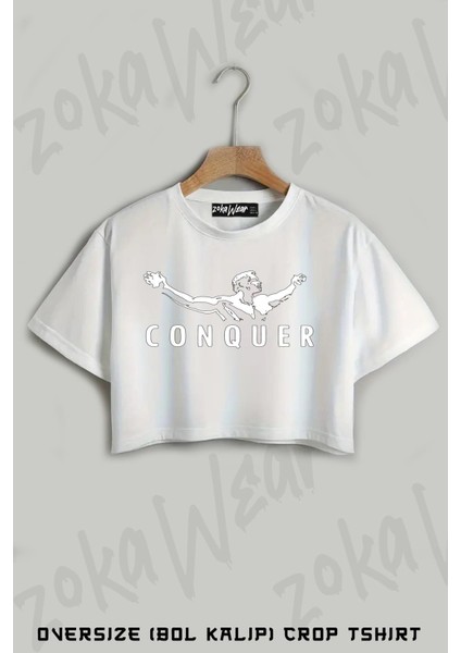 Arnold Schwarzenegger Resimli Dijital Baskılı Oversize Crop T-Shirt