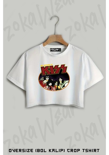 Kiss The Return Of Kiss Baskılı Oversize Crop T-Shirt