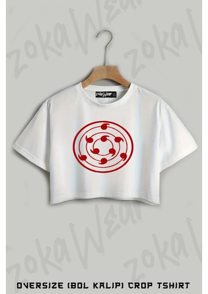 Naruto Manga Logo Baskılı Oversize Crop T-Shirt