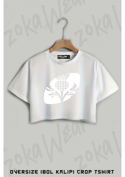 Rugby Scotland Baskılı Oversize Crop T-Shirt
