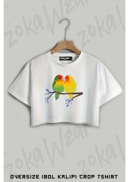 Two Cute Egg Shaped Peach Faced Baskılı Oversize Crop T-Shirt