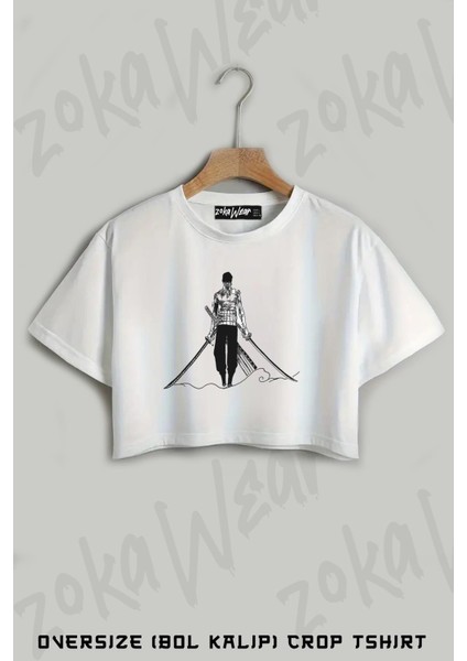 Zoro From One Piece Baskılı Oversize Crop T-Shirt