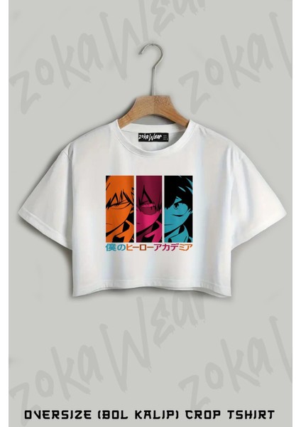 My Hero Izuku Midoriya Art Baskılı Oversize Crop T-Shirt