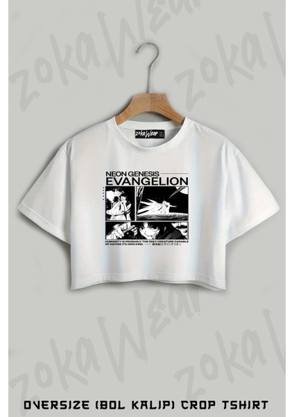 Neon Genesis Evangelion Misato Baskılı Oversize Crop T-Shirt