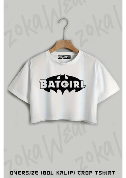 Batgirl Logo Baskılı Oversize Crop T-Shirt