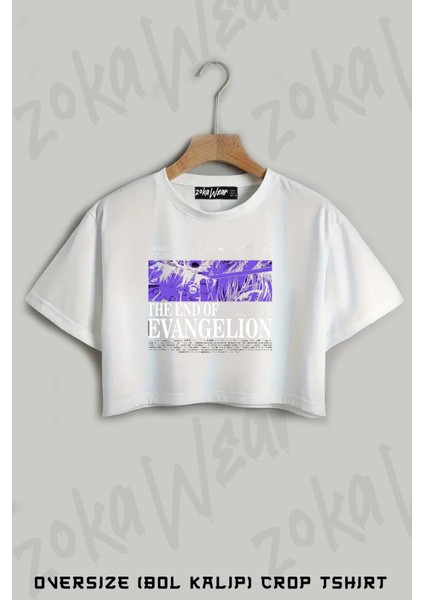 The End Of Evangelion Baskılı Oversize Crop T-Shirt