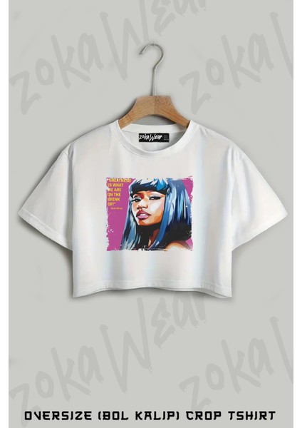 Nicki Minaj Baskılı Oversize Crop T-Shirt