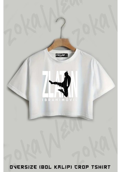 Zlatan Ibrahimovic Baskılı Oversize Crop T-Shirt
