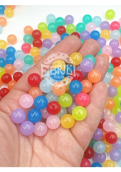 12 mm Ebruli Renkli Toplar Akrilik Boncuk Takı Aksesuar (25 Adet)