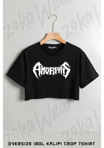 Amorphis Baskılı Oversize Crop T-Shirt
