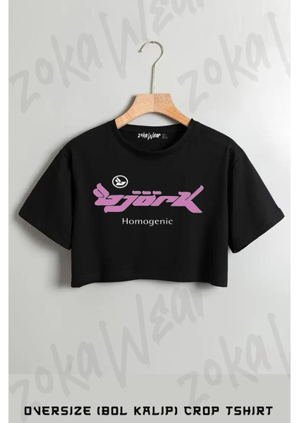 Bjork Homogenic Logo Baskılı Oversize Crop T-Shirt