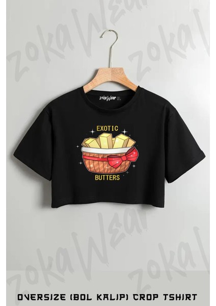 Fnaf Exotic Butters Baskılı Oversize Crop T-Shirt
