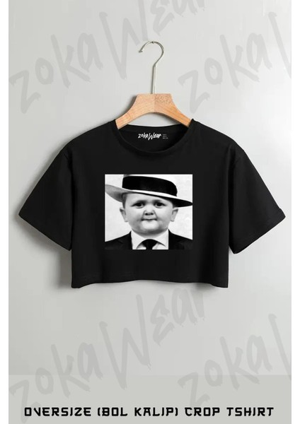 Hasbulla Baskılı Oversize Crop T-Shirt