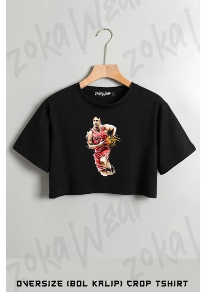 Michael Jordan Özel Baskılı Oversize Crop T-Shirt