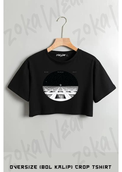 Blue Oyster Cult Baskılı Oversize Crop T-Shirt