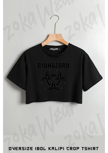 Biohazard 2 Baskılı Oversize Crop T-Shirt