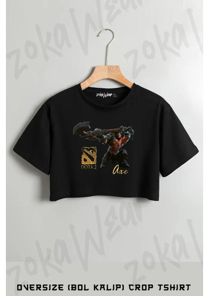 Dota 2 Axe Baskılı Oversize Crop T-Shirt