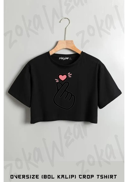 Bts Kalbi Baskılı Oversize Crop T-Shirt