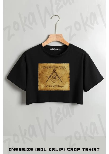 Dream Theater Baskılı Oversize Crop T-Shirt
