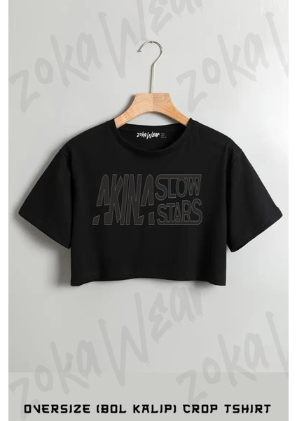 Akina Speed Stars Initial D Baskılı Oversize Crop T-Shirt