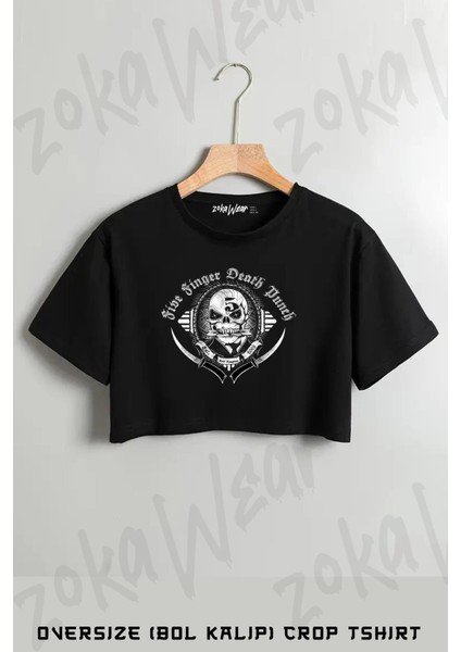 Five Finger Death Punch Baskılı Oversize Crop T-Shirt