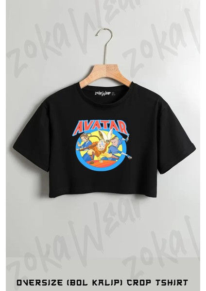 Avatar The Last Airbender Group Vintage Circle Baskılı Oversize Crop T-Shirt