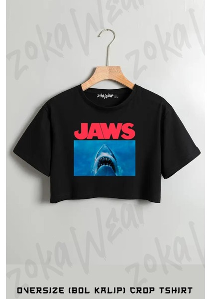 Jaws Classic Baskılı Oversize Crop T-Shirt