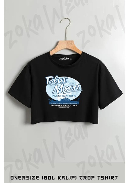 Moonlighting Blue Moon Investigations Baskılı Oversize Crop T-Shirt