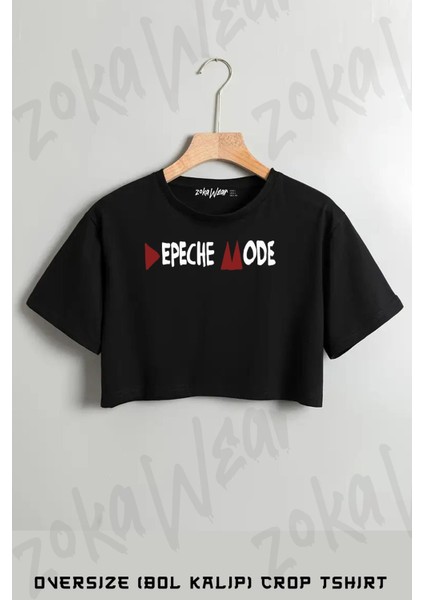 Delta Depeche Mode Baskılı Oversize Crop T-Shirt