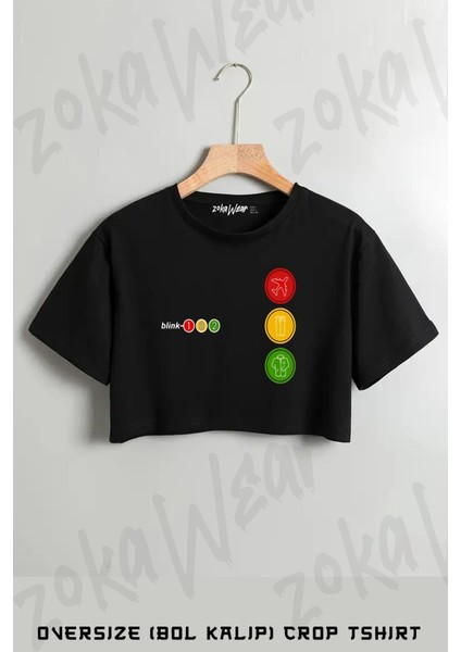 Blink 182 Baskılı Oversize Crop T-Shirt