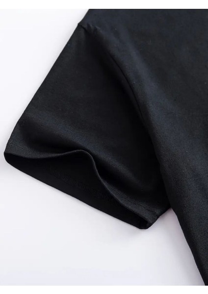 Boş Yapma Baskılı Oversize Crop T-Shirt