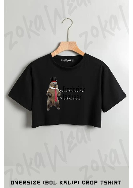 Frederick Fazbear Baskılı Oversize Crop T-Shirt