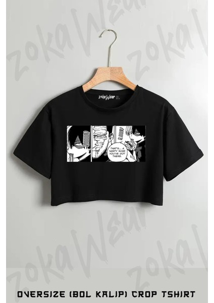 My Hero Shoto Todoroki Slurp Baskılı Oversize Crop T-Shirt