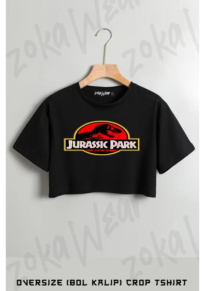 Jurassic Park Baskılı Oversize Crop T-Shirt