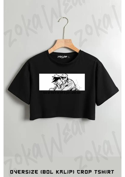 Ashita No Joe 2 Baskılı Oversize Crop T-Shirt