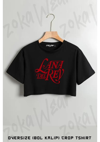 Lana Del Rey Logo Baskılı Oversize Crop T-Shirt