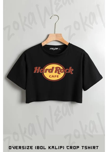 Hard Rock Cafe Baskılı Oversize Crop T-Shirt